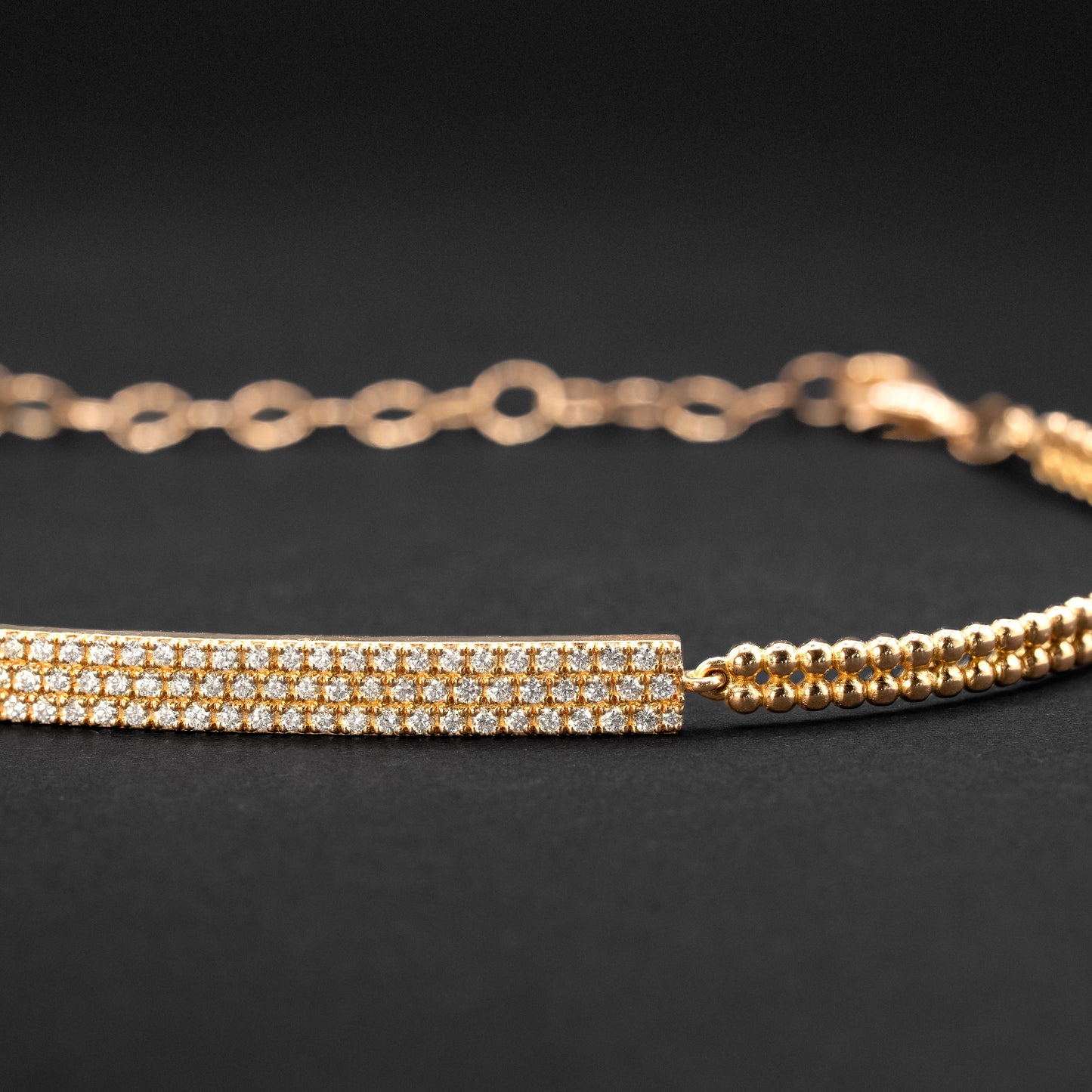 Bracelet perlé diamants - or rose