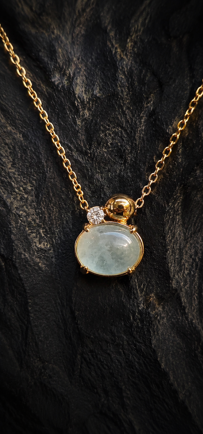 Collier Aigue-Marine blanche et diamant - Chimento