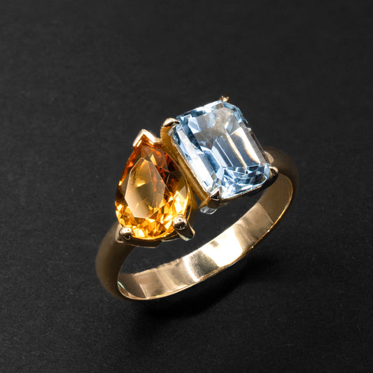 Bague Gemini – Citrine & Aigue-marine