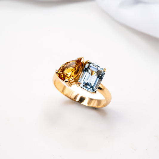 Bague Gemini – Citrine & Aigue-marine