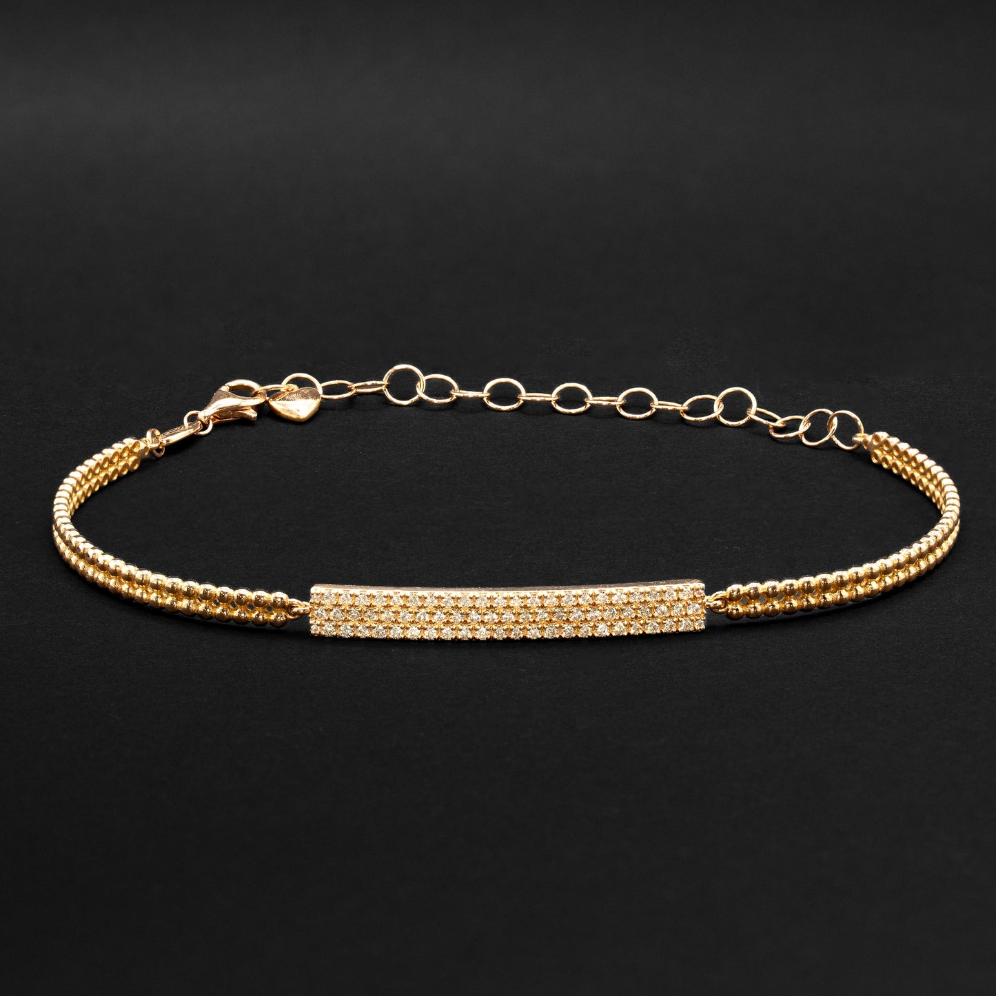 Bracelet perlé diamants - or rose