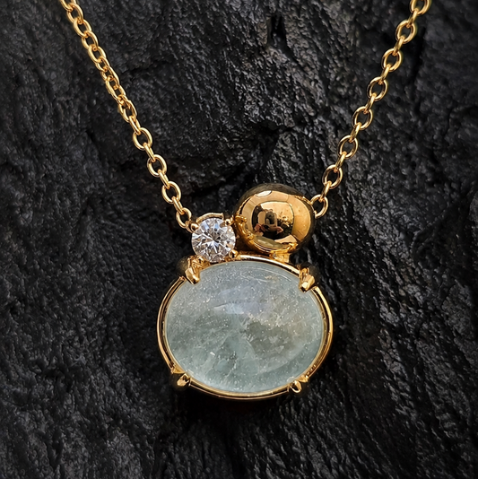 Collier Aigue-Marine blanche et diamant - Chimento