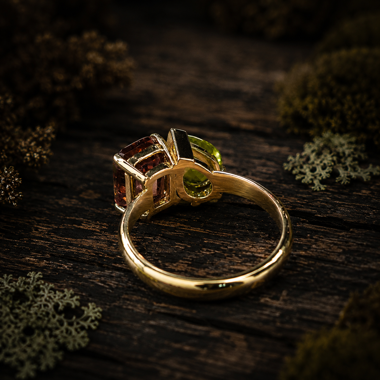 Bague "Gemini" - tourmaline et péridot