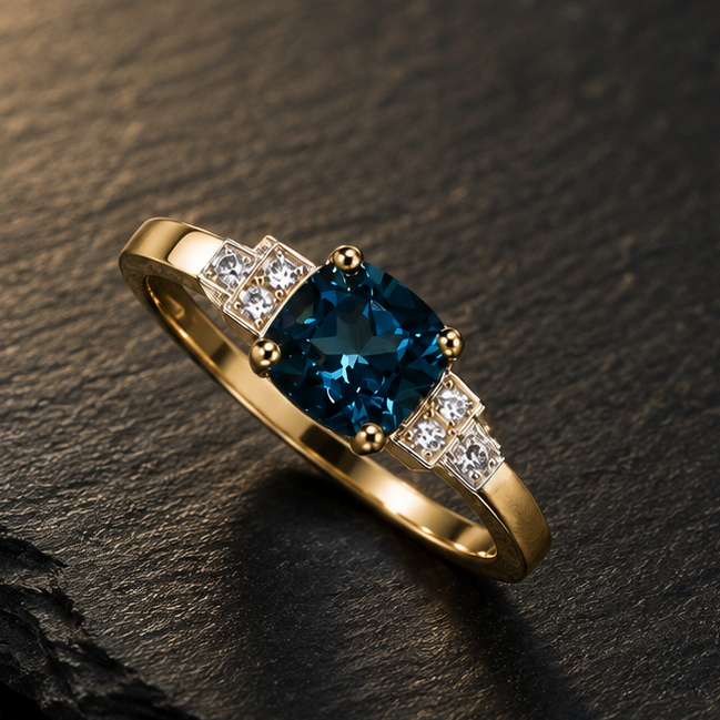 Bague "Rivoli" Topaze Blue London