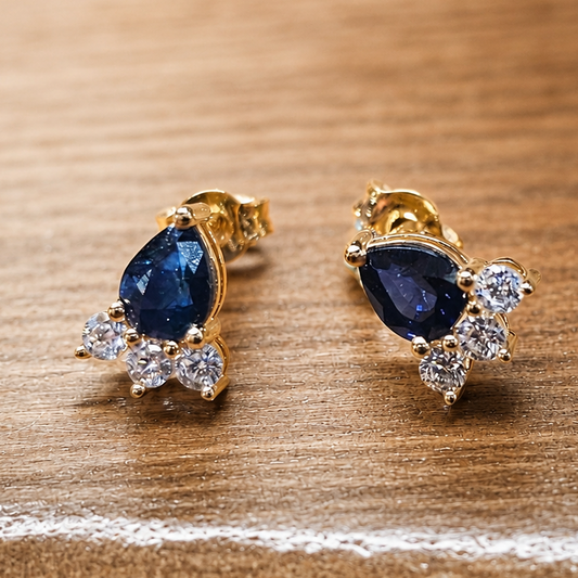 Boucles d'oreilles "Shizuku" - saphir et diamants